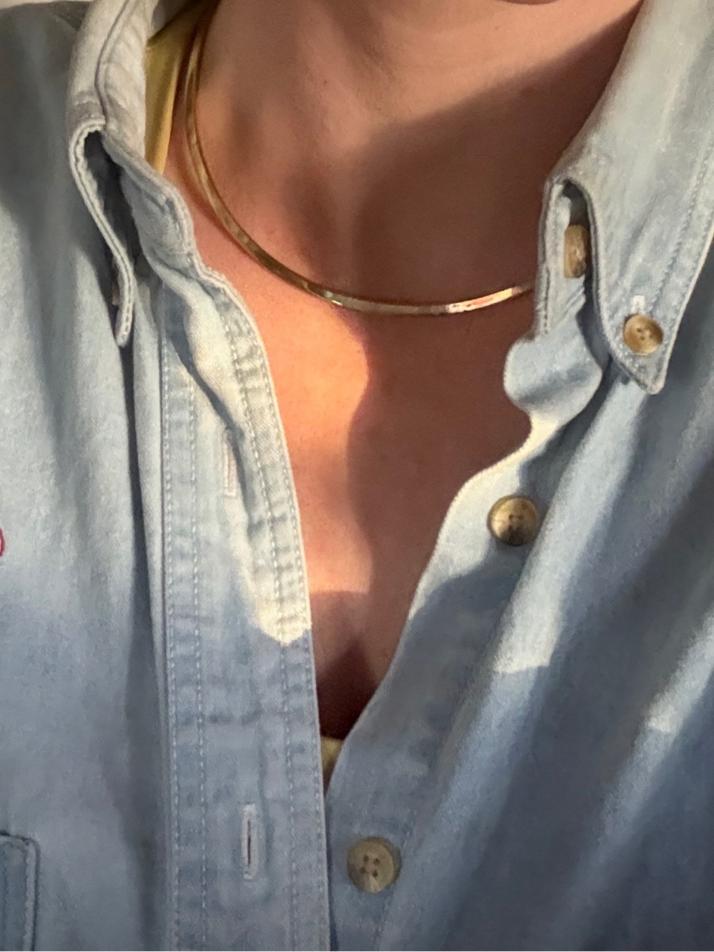 Minimalist vintage Gold Metal necklace collar choker structured
